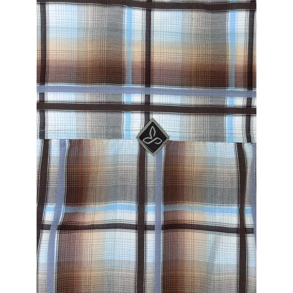 Prana|SS‎ Button Up|Brown/Blue Plaid|SZ XL - Picture 8 of 9